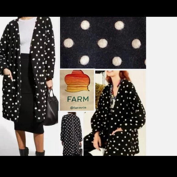 NWOT Farm Rio Polka Dot Midi Coat - Picture 6 of 6